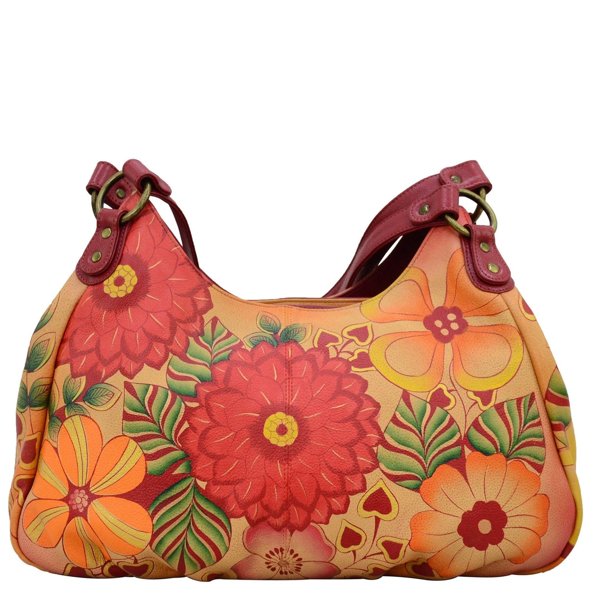 Leather Hand painted Large Ruched Hobo - 8078 – Anuschka