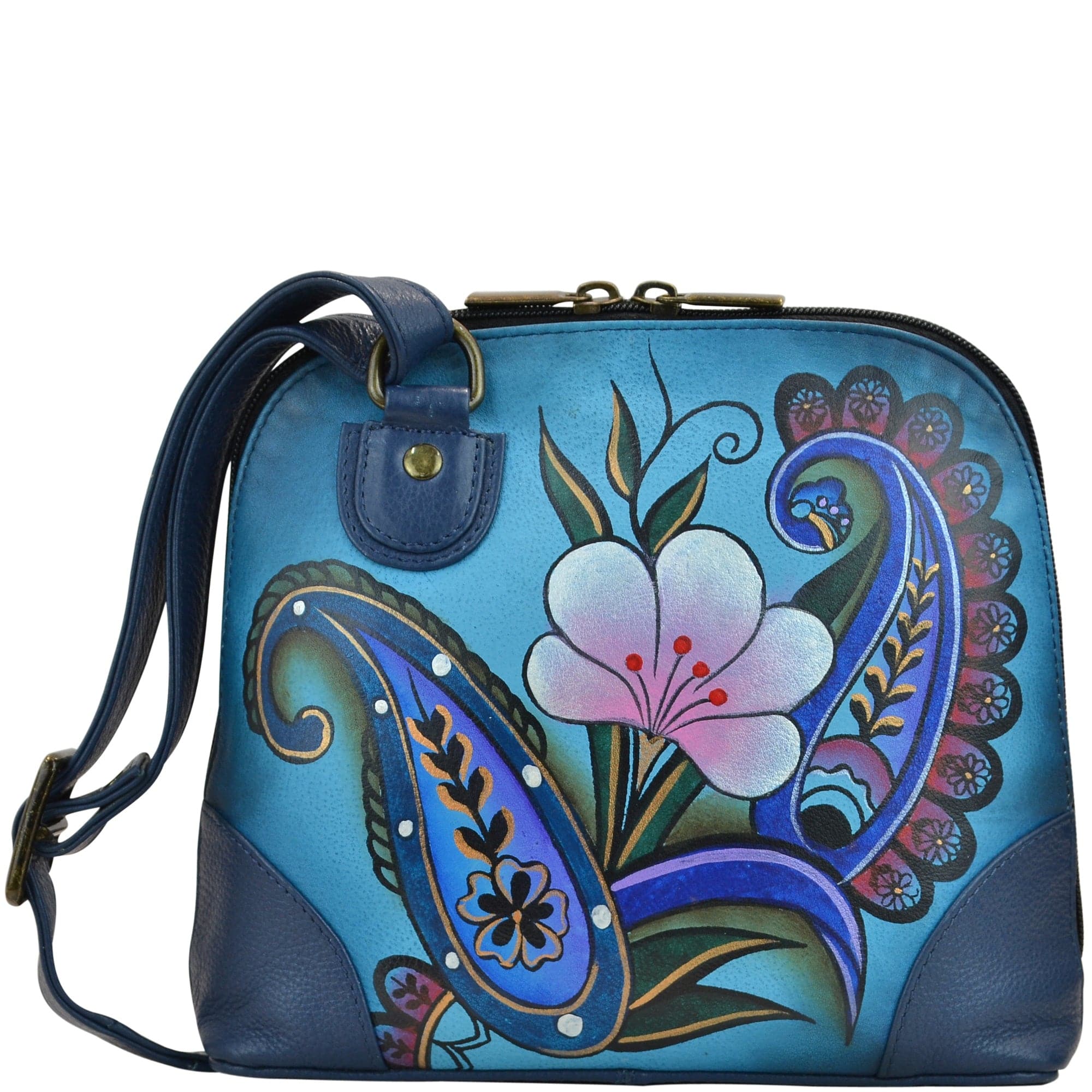 Denim Paisley Floral Small Multi Compartment Zip-Around Organizer - 8109