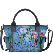 Load image into Gallery viewer, Midnight Peacock Grey Large Tote With Side Pocket - 8271
