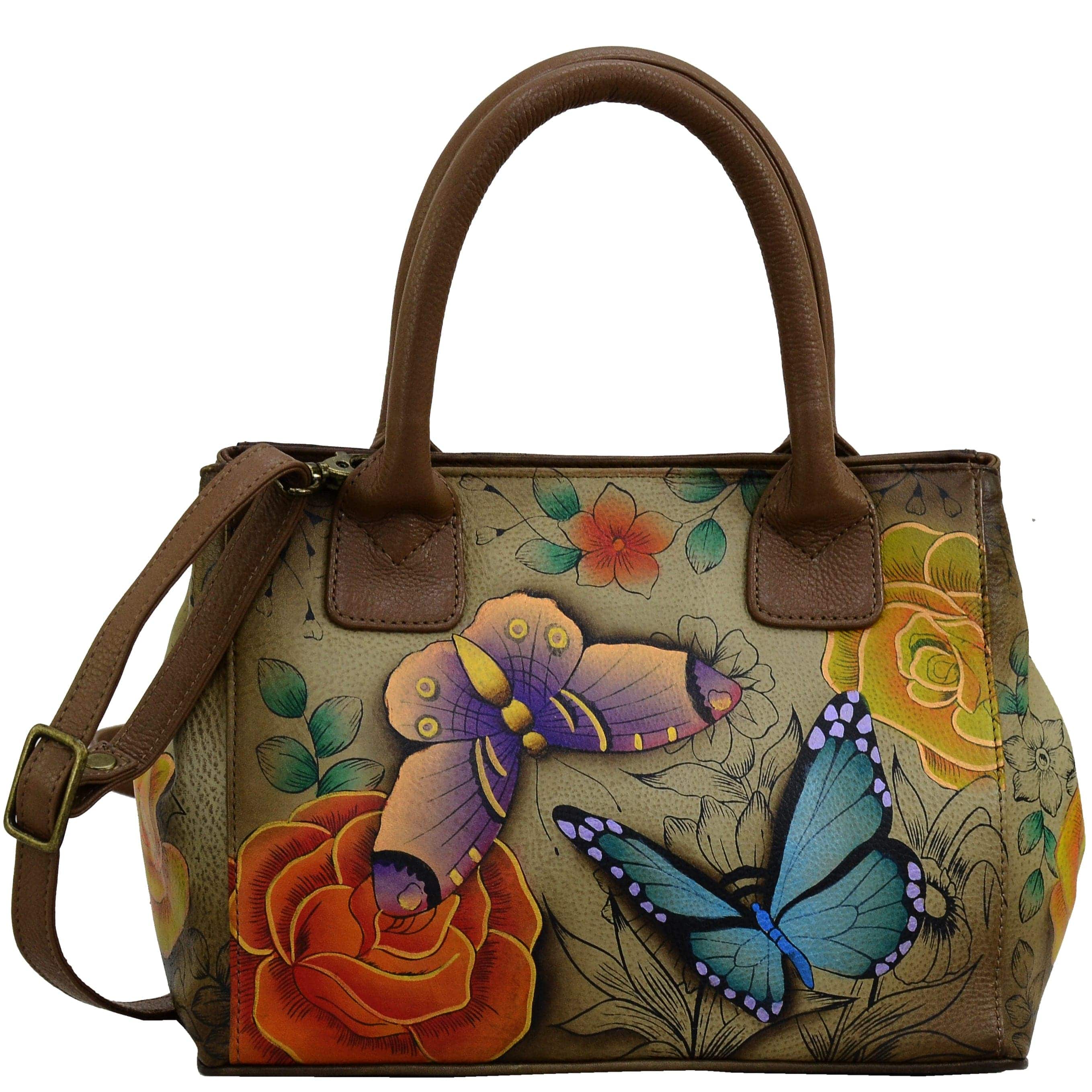 Floral Paradise Tan Small Convertible Tote - 8330