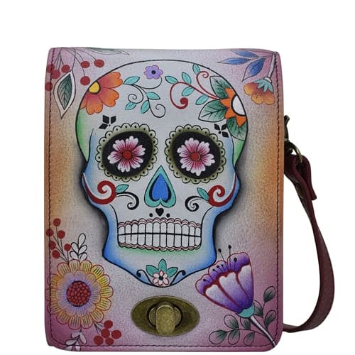 Sugar Skull Flap Convertible Crossbody Belt Bag - 8421