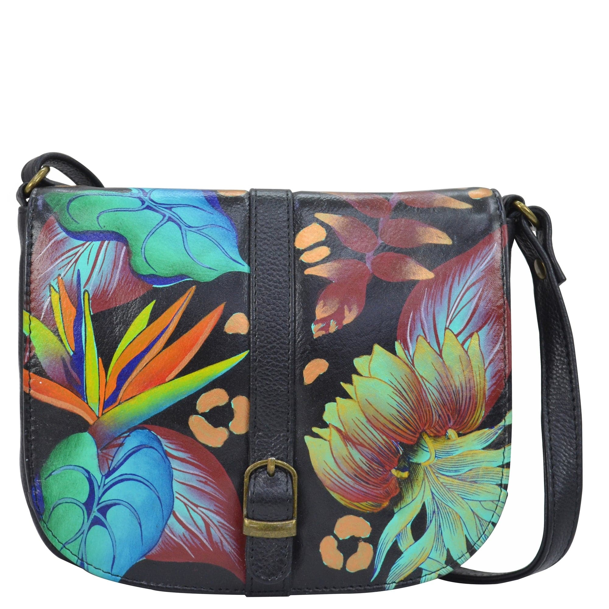 Tropical Dreams Black Flap Crossbody - 8486