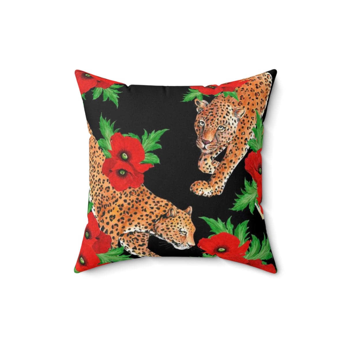 Enigmatic Leopard Polyester Square Pillow